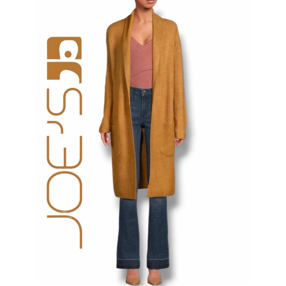 Joe's Jeans Long Open Front Cardigan  in the Size Medium in Camel Color